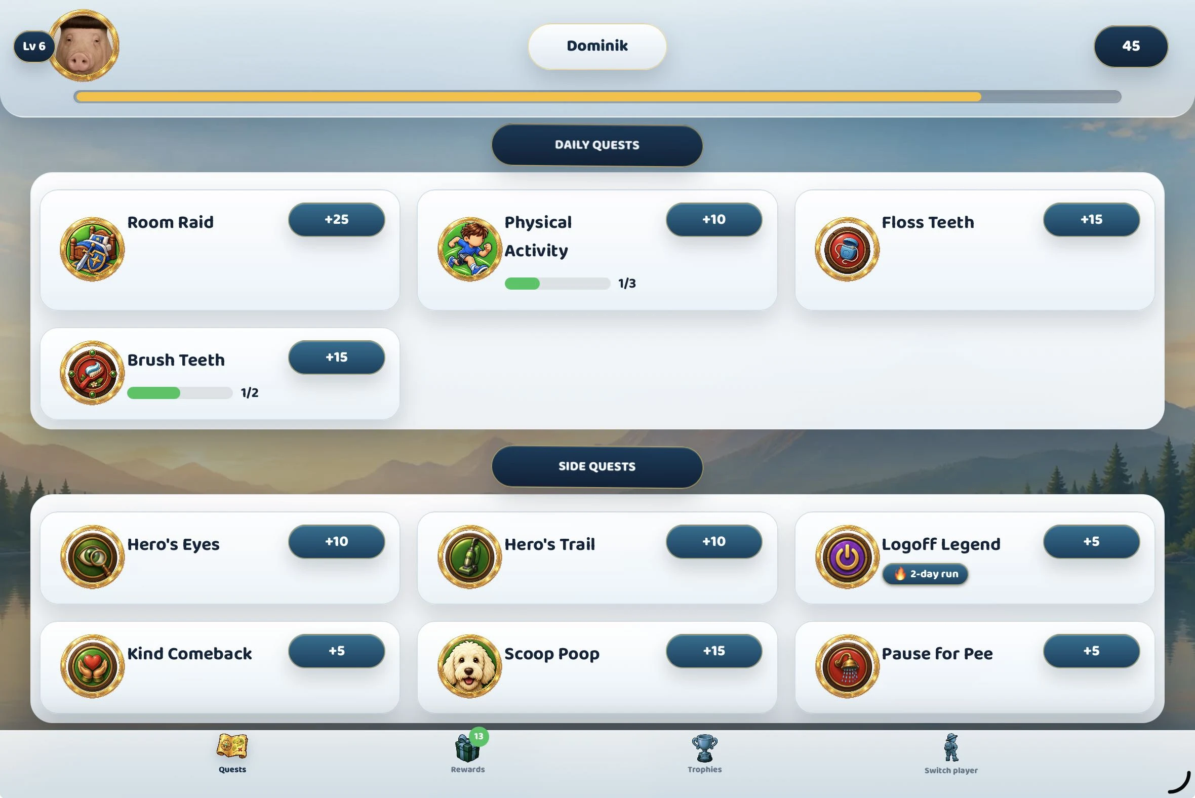 QuestHub Quest Board on tablet